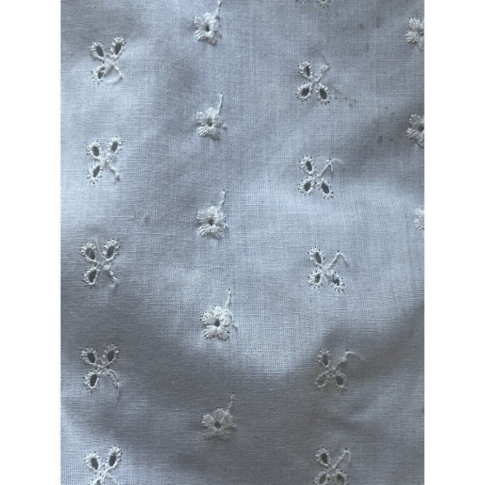 Vintage Beige Cotton Lace Table Runner Beige Eyelet Cottagecore Farmhouse 29x13 - Picture 5 of 6
